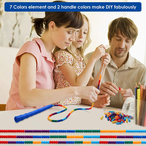 Family assembling Double Dutch Jump Rope Set 16.4 Ft 2 Pack With Beaded Plastic DIY Segmented Rope on table