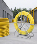 Heavy Duty Pro Grade Fiberglass Duct Rodder Fish Tape 6mm x 500ft Cable Puller With Durable Steel Stand outdoors