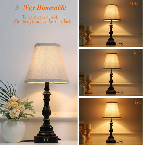 Sleek Black Table Lamps Set of 2 For Living Room And Bedroom Touch Control Nightstand Lamps With 3 Way Dimmable LED at different settings