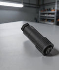 All Plastic 7 Pin Proportional Valve Connectors Featuring Rock Solid Female Plugs For Hydraulic Solenoid Connections And Industrial Machinery Built Super Tough, detailed view of black plastic connector.