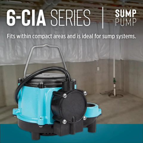 Automatic Submersible Sump Pump 115 Volt 1/3 HP Cast Iron, 2760 GPH With Integral Diaphragm Switch, 10 Foot Cord in basement