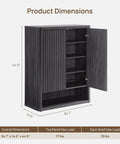 High Capacity Fluted Wooden Shoe Cabinet With Six Tier Hidden Footwear Storage For Entryway, showcasing dimensions and design.
