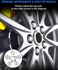 M12x1.5 Chrome Acorn Lug Nuts Set 20 Pieces Heavy Duty Wheel Nuts installation order diagram on alloy wheel
