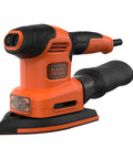 Pick Up This Bad Boy Heavy Duty Multi Sander With 200 Watt Motor, 4 In 1 Orbital And Finger Sanding Heads, Dust Free Power Tool For Quick Smooth Wood Finishes Worth Every Penny close-up of orange multi sander.