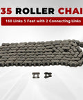 Heavy Duty 35 Roller Chain Kit, 160 Links, 5 Feet, Includes 2 Connecting Links And 1 Offset Link, Fits Go Kart And Mini Bike