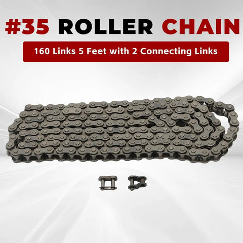 Heavy Duty 35 Roller Chain Kit, 160 Links, 5 Feet, Includes 2 Connecting Links And 1 Offset Link, Fits Go Kart And Mini Bike