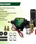 Diesel Specific Micro Electric Fuel Pump, 12 Volt, 35 GPH at 4 to 7 PSI with installation kit and universal 5/16 inch fittings.