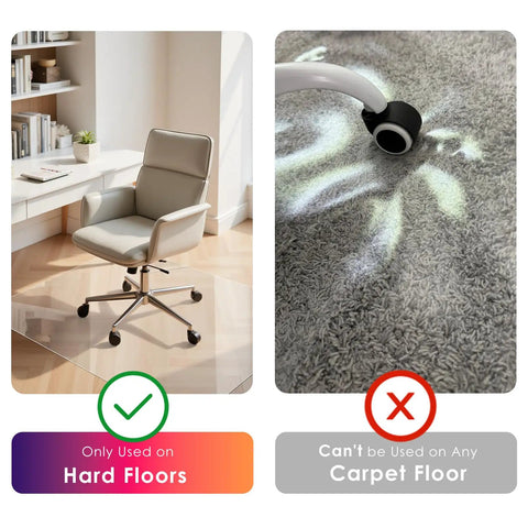 Clear Chair Mat For Hardwood Floors 30 By 48 Inches, Transparent Floor Protector for wood and tile, no gripper, shown with office chair