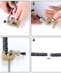 Steps using chain breaker on Beefed Up T8F 116 Link Chain With 54T Rear Sprocket 54mm Bore And Chain Breaker Kit for bikes