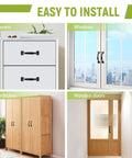 Six Pack 5.43 Inch Metal Gate Handle Replacement Kit Matte Black Barn Door Handles installed on drawers, windows, wardrobes, doors