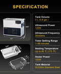 3L Ultrasonic Cleaner With One-Touch Operation, Built-In Heating, Dual-Frequency Sweep, Lab-Grade Performance specifications