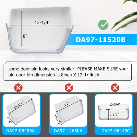 Right Side Refrigerator Door Bin Replacement For Select Models Fits RF4267HARS RF4267HABP RF4267HAWP RF25HMEDBBC RF25HMEDBWW RF25HMEDBSR AP5651802 PS5575360 269219 showing dimensions