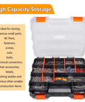 RC Gear Organizer Box With Adjustable Compartments And Removable Dividers, Durable Plastic Double Sided Toolbox open with contents