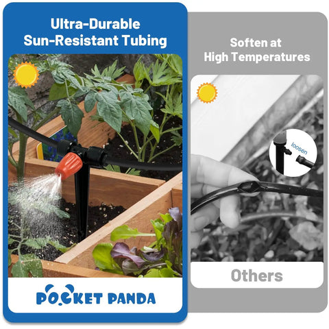 Easy Setup Quick Connect Micro Misting Kit For Garden Irrigation watering a raised bed with plants using durable tubing