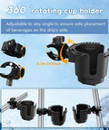 360 rotating Universal Cup Holder Clamp that fits 0.6 to 1.5 inch tubes for ATV motorcycle bike wheelchair golf cart.