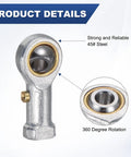 2-Pack PHSB3 Rod End Bearings, Right-Hand Thread 10-32, Self-Lubricating Female Thread Steel Joint With Jam Nuts For Forging Machines, CNC, Auto, Steering Linkages And Automation, 45# steel, 360° rotation