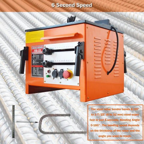 Heavy Duty Electric Rebar Bender Machine 1700W Workhorse with controls for bending steel rod at various angles.