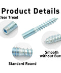 Heavy Duty M8 X 50mm Double Headed Hanger Bolts 12 Pieces Zinc Plated Carbon Steel Shoulder Screws showing clear tread and smooth finish.