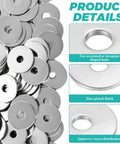 200 Pack Fender Washers Set, 3/8 In X 1-1/2 In Stainless Steel Flat Washers, 2 Mm Thick Zinc Hardware Washers For Screws