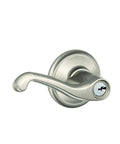 Flair Lever Keyed Entry Lock in Satin Nickel Finish, Easy Key Access, Durable Lever Handle, front view