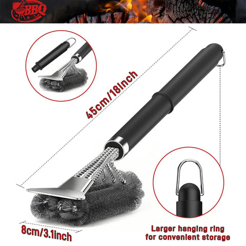 18 Inch Adjustable Grill Brush With Scraper For Outdoor Grills Heavy Duty BBQ Cleaner For Charcoal Gas And Smokers