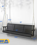 Upgraded Patio Wooden Porch Swing For Courtyard And Garden, Heavy Duty 880 Lbs Swing Chair Bench With Adjustable Chains