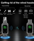 Wireless XLR Transmitter and Receiver Kit for Condenser and Dynamic Mics UHF Wireless System with 164 ft Range and 8 Hour Battery
