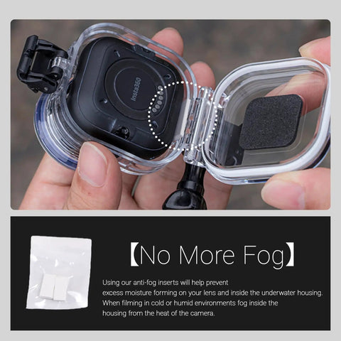 Waterproof Dive Case For Go Ultra Thumb Camera, 164ft/50m Underwater Housing opened showing anti-fog inserts.
