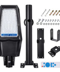 Beast Mode Bright 1000W LED Solar Street Light With Remote Control and mounting hardware, IP65 waterproof for outdoor use.