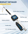 Beefed Up Heavy Duty Air Operated Oil Flow Meter Dispenser Nozzle Digital Metering Gun One Half Inch NPT Inlet 10 GPM And 35 LPM