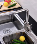 Brushed el Kitchen Faucet with 360° SwivelDual Handle Drinking Water Filter TapDeck Mounted Sink Mixer3-Way Design for Home & Kitchen Use - Ausious Clouds LWX in modern kitchen sink with fruits and vegetables