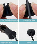 Installation steps for 2 Pcs Starlink Cable Routing Kit For 1 Inch Wall Hole, showing silicone grommet and cable punch in use.