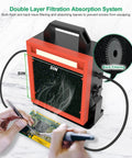 Pro-Grade Solder Fume Extractor With LED Light And Two Helping Hands showing double layer filtration and soldering setup