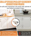 Image showing usage instructions for 25 Pack Real Deal Soft Close Cabinet Dampers with silicone bumpers for concealed hinges.