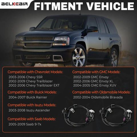 Chevy Trailblazer with 2Pcs Front Abs Wheel Speed Sensor Left Right Driver Passenger Straight Up Drop In Compatible 2002 2009