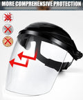 Four Pack Clear Face Shield With Shatterproof Lens For Grinding Cutting Sanding And Metal Jobs Heavy Duty Workhorse protective visor with adjustable straps.