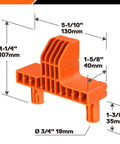 Orange clamp dog with dimensions for 4 Pack Clamp Dogs Kit For Portable Folding Work Table Boss Grade Pins And Grips.