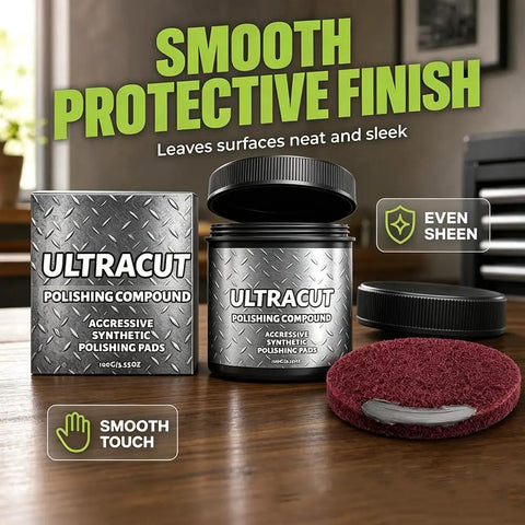 No Sweat All In One Surface Restoration Polish With Buffing Pad For Erasing Scratches And Restoring Slick Shine On Wood Leather Marble Granite Stainless Steel Sinks Ovens Counters Heavy Duty Formula Cuts Through Grime Fast