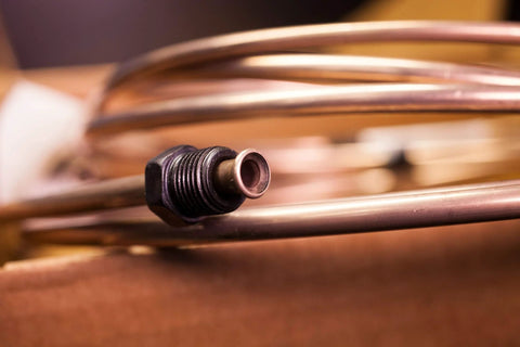 Brake line tubing with threaded end fitting, 1/4-inch copper-nickel alloy automotive part