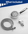 High Pressure Handheld Shower Head With 10 Settings And Turbo Wash, Detachable 5 Inch Spray, 79 Inch Hose, Bracket