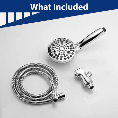 High Pressure Handheld Shower Head With 10 Settings And Turbo Wash, Detachable 5 Inch Spray, 79 Inch Hose, Bracket