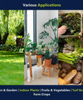 Lawn, indoor plants, and fresh vegetables highlighting uses for 10 10 10 Lawn And Garden Granular Pro Grade Fertilizer With Micronutrients