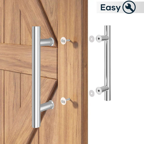 12 Inch Stainless Steel Double Sided Push Pull Door Handle H Shape Brushed Finish Anti Rust Durable For Glass And Wood Doors