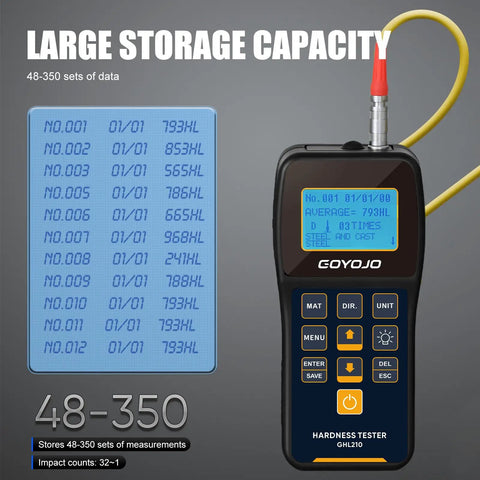 Portable Leeb Hardness Tester Kit With Copper Test Block 7 In 1 HL HV HB HRC HRB HRA HS with OLED display and large storage capacity