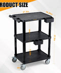 Rock Solid 3 Tier Heavy Duty Rolling Utility Cart Built Different With Hella Tough Polypropylene Shell Rust Resistant Foam Core Mobile Workstation For Garage And Workshop Tool Storage dimensions 27.5x18.25x37.5 inches