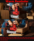 Cordless 18 Gauge Brad Nailer And Staple Gun Kit With Two Thousand Fasteners in use, highlighting its ergonomic grip and safety features.