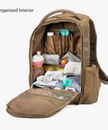 Organized interior of MOLLE Compatible Diaper Backpack for Dads With Built-In Changing Mat And Stroller Straps, Rugged 600D Daypack.