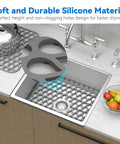 2 Pack Silicone Sink Mats Dope Non Slip Foldable Grids For Kitchen Sinks, Heat Resistant Food Grade shown on stainless steel sink