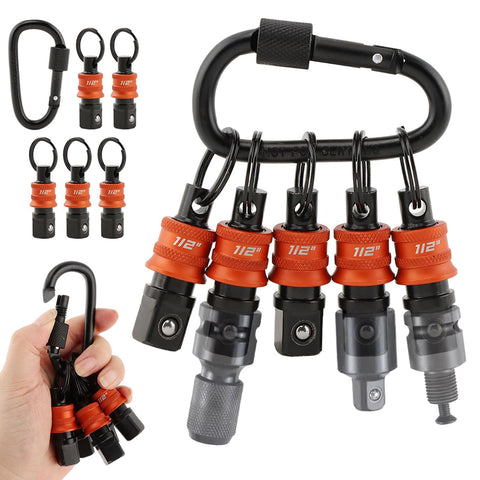 Half Inch Socket Holder Keychain 5 Pack With Heavy Duty Quick Release Clip And Locking Mechanism For Mechanics Linemen