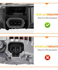 Comparison of 3-pin connector for 2.5L Alternator Replacement For Nissan Altima 2007 2013 Sentra 2007 2012 Rogue, highlighting fit.